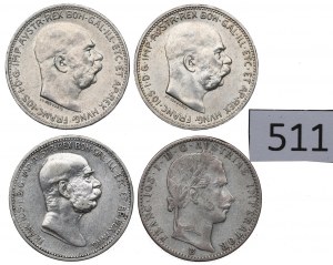 Austria, Lot 1 corona-1/4 florin 1860-1915