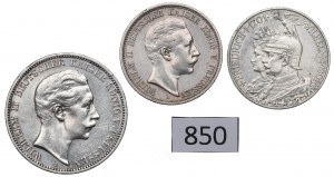 Germany, Preussen, Lot 2-3 marks 1901-12