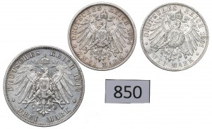 Germany, Preussen, Lot 2-3 marks 1901-12