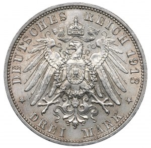 Germany, Saxony, 3 marks 1913 E