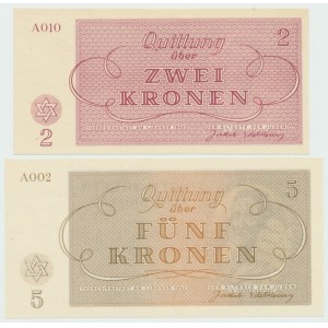 Czechoslovakia, Terezin Ghetto - Set of 2 and 5 Crowns