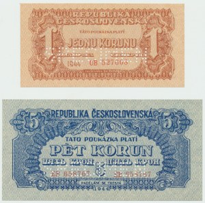 Czechoslovakia, Set of 1 and 5 crowns 1944 - specimen