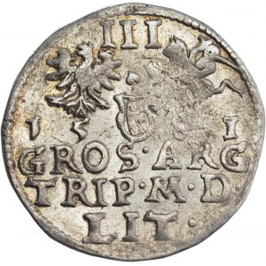 Stefan Batory, Trojak 1581, LEAF above the family coat of arms, Vilnius - RARE