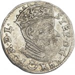 Stefan Batory, Trojak 1581, LEAF above the family coat of arms, Vilnius - RARE