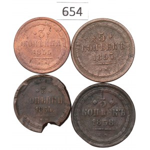 Rosja, Zestaw 3-5 kopiejek 1855-64