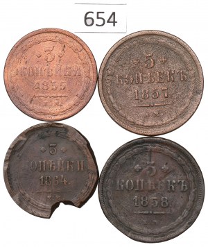 Rosja, Zestaw 3-5 kopiejek 1855-64