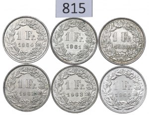 Switzerland, Lot 1 franc 1960-65