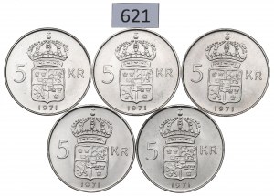 Szwecja, Zestaw 5 koron 1971