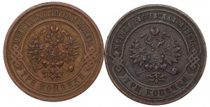 Rosja, Zestaw 3 kopiejki 1876-1916