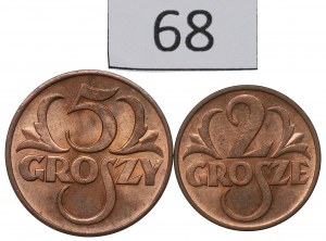 Second Republic, Set of 2 pennies 1939 and 5 pennies 1938