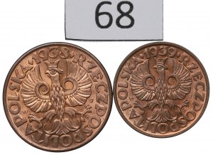 Second Republic, Set of 2 pennies 1939 and 5 pennies 1938