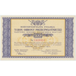 20 gold 1939 - 3% Air Defense Bond