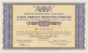 20 gold 1939 - 3% Air Defense Bond