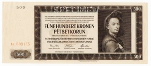 Bohemia and Moravia, 500 crowns 1942 - SPECIMEN