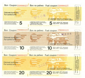 Orbis, Set of MODELS of fuel vouchers - 3 copies.