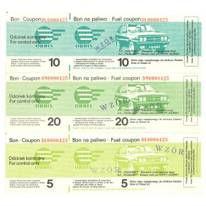 Orbis, Set of MODELS of fuel vouchers - 3 copies.