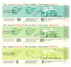 Orbis, Set of MODELS of fuel vouchers - 3 copies.