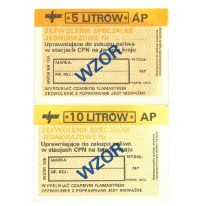 CPN, Zestaw wzorów na zezwolenie do zakupu paliwa - 2 egz.