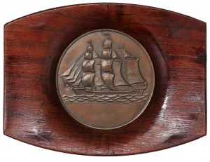 People's Republic of Poland, Polish Ocean Lines wall plaque - with an image from a pre-war coin