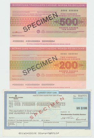 Scandinavia, Traveler's checks - specimens
