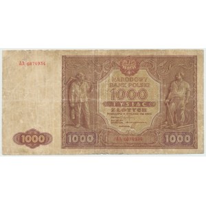 République populaire de Pologne, 1000 zloty 1946 AA