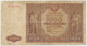 People's Republic of Poland, 1000 gold 1946 AA