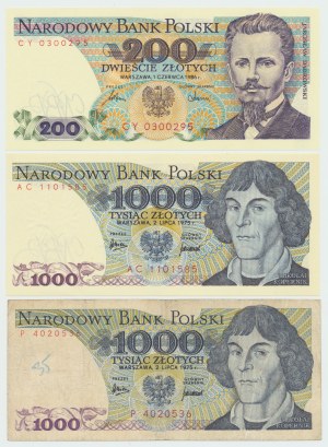 People's Republic of Poland, 200 1986 - 1000 zloty 1975 - set of 3 copies.
