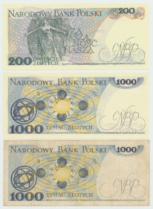 People's Republic of Poland, 200 1986 - 1000 zloty 1975 - set of 3 copies.