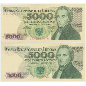 PRL, 5000 złotych 1982 CC i CK - zestaw 2 egz.
