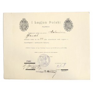 II RP, Dyplom Znaku pamiątkowego Legion Puławski 1920 r.