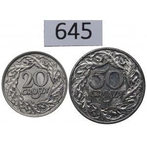 II RP, Zestaw 20 groszy 1923 i 50 groszy 1938