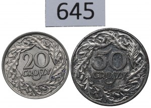 Second Republic, Set of 20 pennies 1923 and 50 pennies 1938