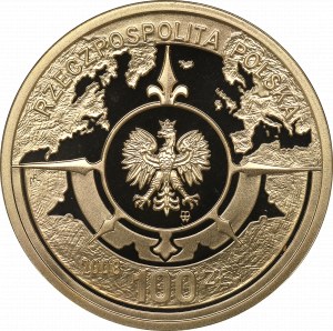 Third Republic, 100 zloty 2008 - 400th anniversary of Polish settlement in the U.S.