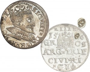 Sigismund III Vasa, Trojak 1596, Riga, date stamp 6/9 - RARE