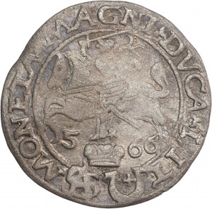 Sigismund II Augustus, Polish coin 1566, Tykocin, JASTRZĘBIEC coat of arms, ex Hutten Czapski - V. RARE