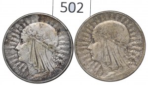 II RP, Set of 10 gold 1932 Head of a woman