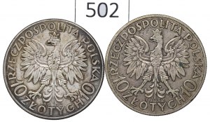 II RP, Set of 10 gold 1932 Head of a woman