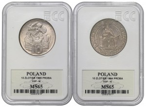 People's Republic of Poland, Set of 10 Gold 1964-65 - Samples