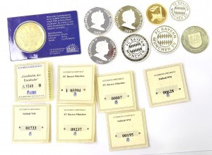 Set of numismatic coins related to soccer