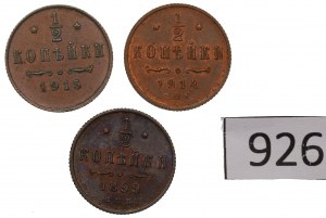 Russia, Nicholas II, Lot 1/2 kopecks 1899-1915