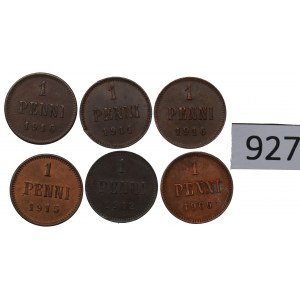 Russian occupation of Finland, Lot of 1 penni 1902-16