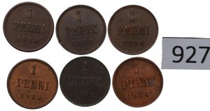 Russian occupation of Finland, Lot of 1 penni 1902-16