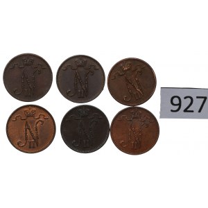 Russian occupation of Finland, Lot of 1 penni 1902-16