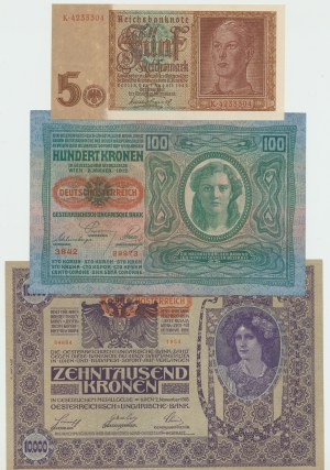 Austria, Germany, Set of 3 banknotes