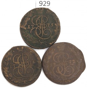 Russia, Catherine II, Lot 5 kopecks 1772-75