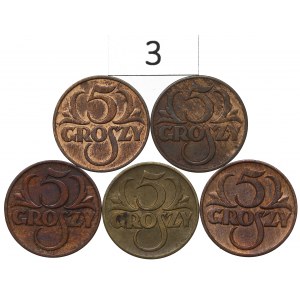 Second Republic, Set of 5 pennies 1923-38
