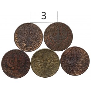 Second Republic, Set of 5 pennies 1923-38