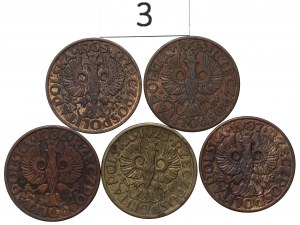 Second Republic, Set of 5 pennies 1923-38