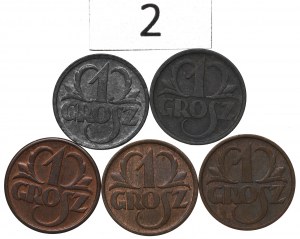 Second Republic and GG, Set of 1 penny 1935-39