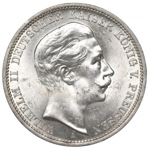 Germany, Prussia, Wilhelm II, 3 mark 1909